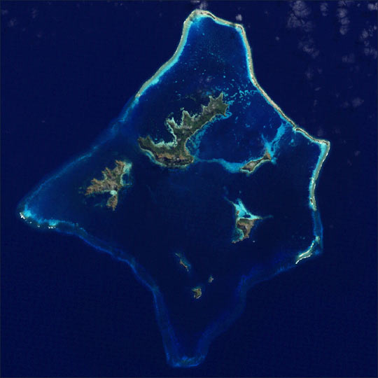 L'archipel des Gambiers vu par satellite